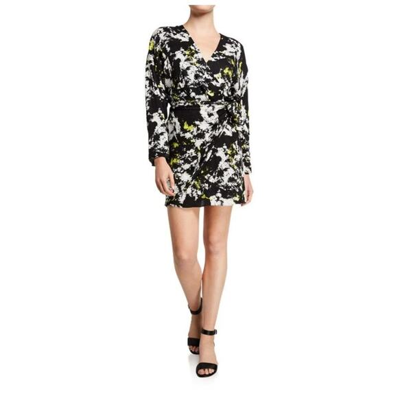 Alice + Olivia Ophelia Dress Drop Shoulder Asymmetrical Black White Size 8 - Picture 1 of 13